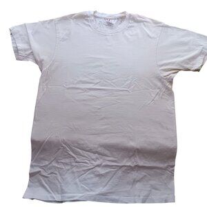 Large Single Stitch T-shirt Hanes Plain White Cotton Crew Neck 1990's
